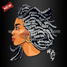 Afro Style Natural Hair with Map of Africa Heat Transfers Design